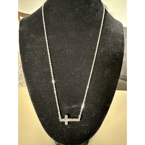 Bob Siemon Design Sideways Cross, Stainless Steel 9” Drop - Picture 1 of 3